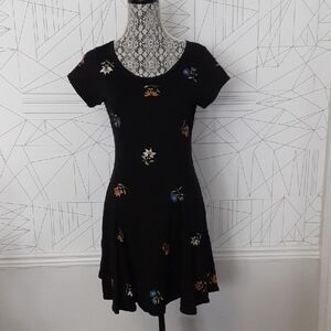 Embellished Black Fit and Flare Mini Dress for Night Out